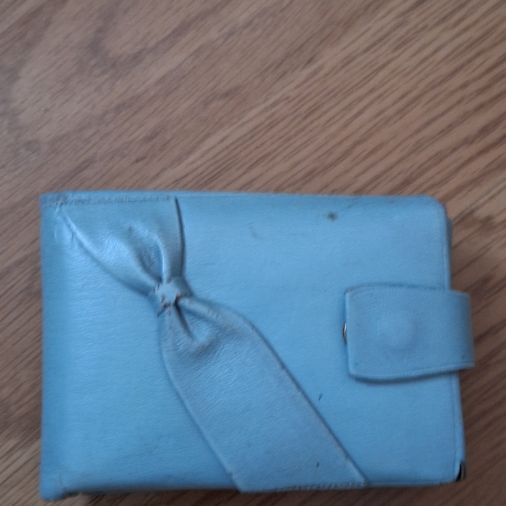 Vintage Princess Gardner Genuine Cowhide Blue Leather Retro Wallet